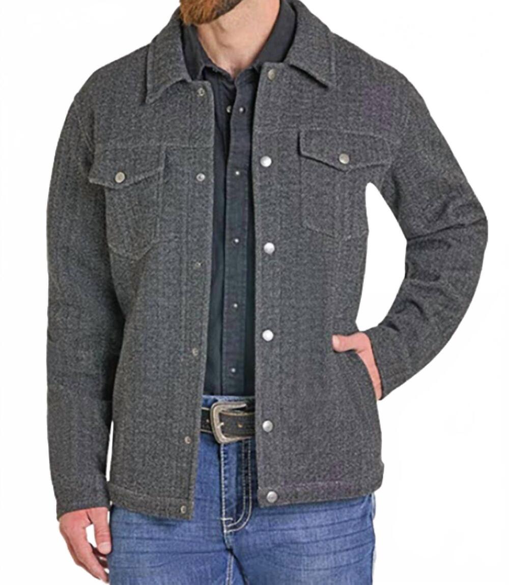 NEW POWDER RIVER herringbone fleece lined gambler coat in black